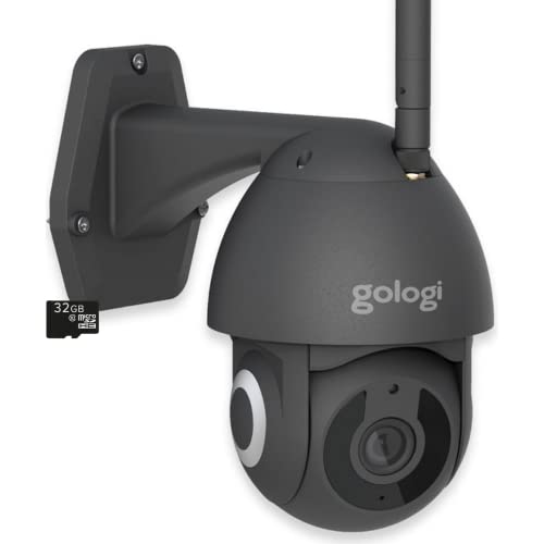 Gologi Bewakingscamera voor buiten, wifi, nachtzicht, videobewaking met opname, Full HD bewakingstechniek, outdoor met app, mini-camera, wifi incl. 32 GB SD-kaart, zwart