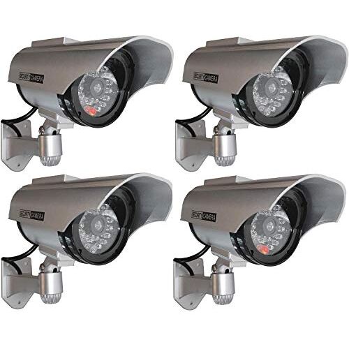 O&W Security 4 x bewakingscamera's op zonne-energie, dummy outdoor camera's, dummy camera dummy camera dummy camera dummy camera dummy camera dummy camera dummy met lens en