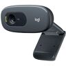 Logitech C270 HD Webcam, HD 720p/30fps, breedbeeld HD-video-oproep, HD lichtcorrectie, ruisonderdrukkende microfoon, voor Skype, FaceTime, Hangouts, WebEx, PC/Mac/Laptop/Macbook/Tablet Grijs, 1 stuk