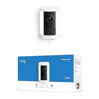 Ring Spotlight Camera 2K (nieuwste generatie) met stekkeradapter, Retinal 2K met groothoeklens, 6x verbeterde zoom, bewegingsgeactiveerde spotlights, -proefabonnement van 30 dagen, wit Ring Spotlight Camera 2K (nieuwste generatie) met stekkeradapter, Retinal 2K met groothoeklens, 6x verbeterde zoom, bewegingsgeactiveerde spotlights, -proefabonnement van 30 dagen, wit