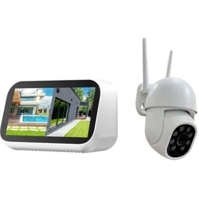 Technaxx Mini bewakingscamera set met touchscreen monitor 4,3 inch 3MP 2K WLAN camera dual-band, IP65 buitencamera PTZ: draaien, kantelen; personenherkenning, nachtzicht, 2-weg audio TX-389 Technaxx Mini bewakingscamera set met touchscreen monitor 4,3 inch 3MP 2K WLAN camera dual-band, IP65 buitencamera PTZ: draaien, kantelen; personenherkenning, nachtzicht, 2-weg audio TX-389