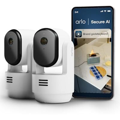 Arlo Essential 3 Indoor HD PTZ, WiFi-binnencamera, nachtzicht, tweerichtingsaudio, lenssluiter, 2 witte camera's Arlo Essential 3 Indoor HD PTZ, WiFi-binnencamera, nachtzicht, tweerichtingsaudio, lenssluiter, 2 witte camera's