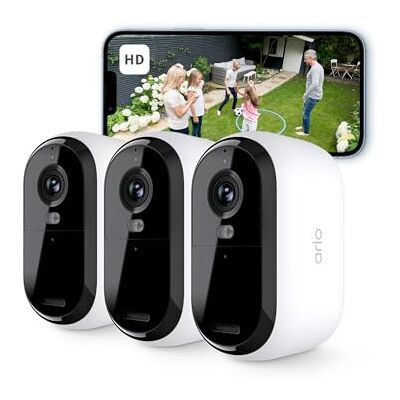 Arlo Essential 2 HD Draadloze Wi-Fi Beveiligingscamera voor Buiten, 1080p Video, Kleurennachtzicht, Licht, Bewegingsmelder, Sirene, 2-Weg Audio, Smart Home + Secure Plan Proefperiode, Set van 3 Arlo Essential 2 HD Draadloze Wi-Fi Beveiligingscamera voor Buiten, 1080p Video, Kleurennachtzicht, Licht, Bewegingsmelder, Sirene, 2-Weg Audio, Smart Home + Secure Plan Proefperiode, Set van 3