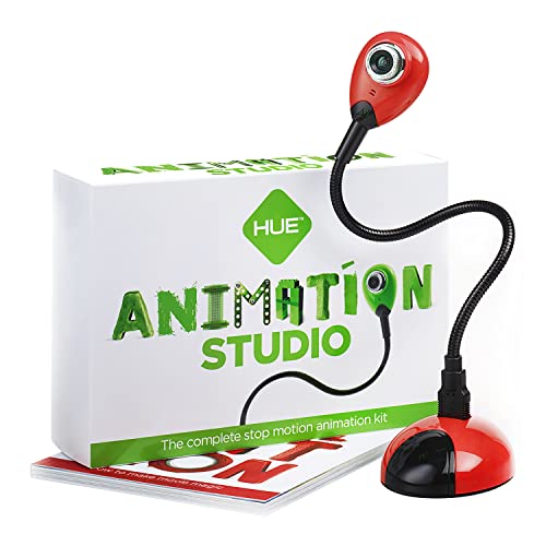 HUE Animation Studio: Complete Stop Motion-Animatieset (Camera, Software, Boek in Het Engels) voor Windows/macOS (Rood)