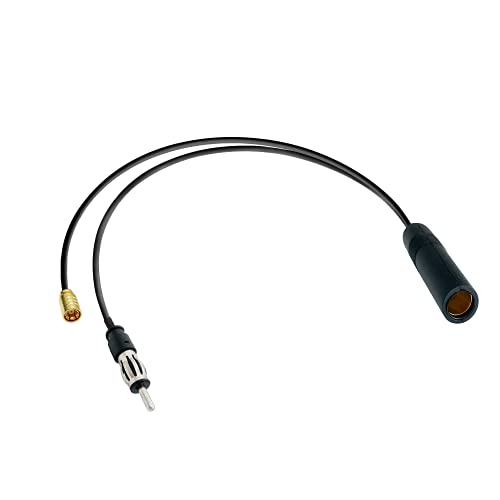 Vecys DAB splitter adapter autoradio antenne splitter kabel SMB DIN stekker naar ISO bus kabel RG174 15,75 inch 40 cm voor AM/FM DAB autoradio antenne