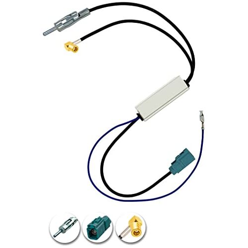 Vecys DAB FM Antennesplitter auto Antenneversterker SMB Aansluiting naar DIN Stekker naar Fakra Z adapterconverter Compatibel met AM/FM/DAB + autoradio-antenne Kenwood Sony Clarion JVC Alpine