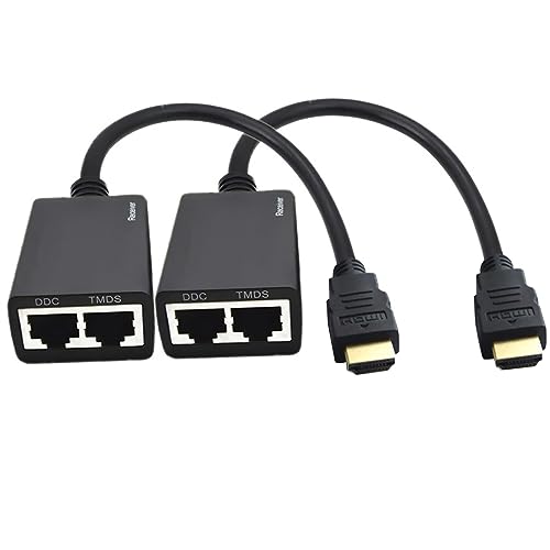 WANSUPYIN 2023 HDMI-extender tot 30 m over CAT5e CAT6, breid 1080p audiovideo uit, verzend audio video synchroon