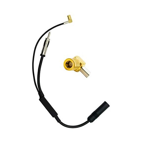 Vecys Universele Auto DAB Splitter SMB naar DIN Mannelijke Adapter Auto FM/AM Radio Versterker 12 V Actieve AM FM DAB Antennesplitter RG174 Kabel Compatibel met DAB + DAB Auto Antenne Pioneer JVC