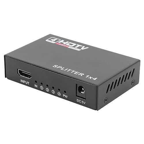 Sxhlseller 1 in 4 uit 1080P Videosplitter, HD Audio Video Switcher, Composiet Video-audiodistributie (1 in 4 uit) voor Monitoren, Lcd-tv, Tv-box, Computer