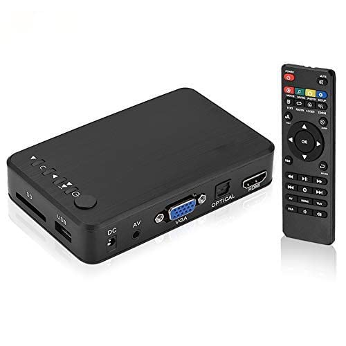 Diyeeni HDMI Multi Media Player, 1080P Full HD digitale mediaspeler, mediaspeler met afstandsbediening voor RM RMVB AVI MOV, ondersteunt USB-stick SD MMC MS