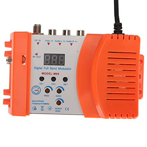 VBESTLIFE AV Naar RF-modulator, Digitale VHF UHF-modulator TV-linkmodulator Home RF-modulator voor Satellietontvangers, Camcorders, CCD-camera's, Videorecorders, Dvd's (EU-stekker AC9‑240V)