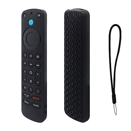 Generic Siliconen beschermhoes voor 2022 Alexa Voice Remote Pro Remote, Anti Lost TV Afstandsbediening Case Vervanging Protector Cover Shell Mouw Afstandsbediening Case (zwart)