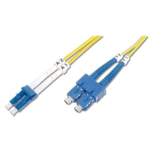 Digitus DK-2932-10 – Glasvezelkabel OS2 – 10 m – LC naar SC – Duplex Glasvezelkabel – 1/10 Gbit/s – SM Singlemode Glasvezel LAN-kabel – Vezeltype: 9/125 µ – Geel (Yellow)