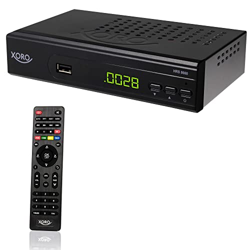 Xoro HRS 8659 Digitale DVB-S2 HDTV satellietontvanger, HDMI en SCART-aansluiting, ondersteunt Unicable, digitale audio-uitgang, USB 2.0 mediaspeler