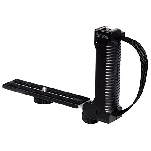 Hama Inklapbare flitsrail voor foto-/videocamera's met statiefschroefdraad, met handgreep en lus, 34 mm x 190 mm, zwart