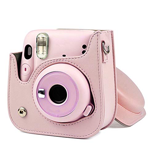 Goshyda Camera schoudertas met schouderriem, PU lederen MIni tas voor Fujifilm Instax Mini 11(Roze)