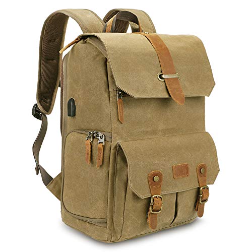 UBAYMAX Rugzak voor camera's, reflex, waterdicht, waterdicht, DSLR-tas, schokbestendig, 15,6 inch, laptoptas, reistas, camera voor Canon Nikon Sony Olympus, Bruin, 15,6 Pouces, Vintage stijl