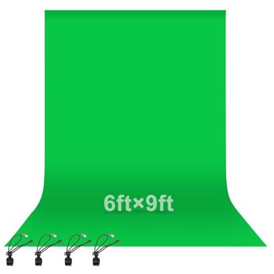 EMART Groen Scherm 1,8 x 2,8m Fotostudio Achtergrond Opvouwbaar Green Screen Stof 100% Pure Mousseline Greenscreen met 4 Clips voor Product Portret Video Fotografie EMART Groen Scherm 1,8 x 2,8m Fotostudio Achtergrond Opvouwbaar Green Screen Stof 100% Pure Mousseline Greenscreen met 4 Clips voor Product Portret Video Fotografie