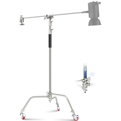 NEEWER Heavy Duty lichtstandaard, metalen 3,4 m verstelbaar fotografiestatief C-standaard met giekarm ingebouwd veerkussen 1/4 inch schroef voor studio LED-licht, DSLR-camera, maximale belasting: 10 NEEWER Heavy Duty lichtstandaard, metalen 3,4 m verstelbaar fotografiestatief C-standaard met giekarm ingebouwd veerkussen 1/4 inch schroef voor studio LED-licht, DSLR-camera, maximale belasting: 10