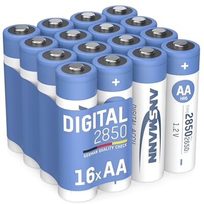 Ansmann 16x NiMH oplaadbare batterijen AA Mignon 2850 mAh Digital in een 16 pack economy bundel/Snel oplaadbare, oplaadbare batterijen Cellen voor lang, betrouwbaar gebruik in zaklamp Hoge capaciteit voor camera's en flitsers, 1500 laadcycli, snel oplad Ansmann 16x NiMH oplaadbare batterijen AA Mignon 2850 mAh Digital in een 16 pack economy bundel/Snel oplaadbare, oplaadbare batterijen Cellen voor lang, betrouwbaar gebruik in zaklamp Hoge capaciteit voor camera's en flitsers, 1500 laadcycli, snel oplad