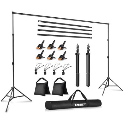 EMART Foto-achtergrondstandaard, 2,1 x 3 m (H X B) verstelbaar ondersteuningssysteem voor fotografiestudio, fotocabine, achterwandhouder frame EMART Foto-achtergrondstandaard, 2,1 x 3 m (H X B) verstelbaar ondersteuningssysteem voor fotografiestudio, fotocabine, achterwandhouder frame