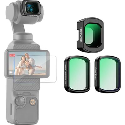 NEEWER Filters voor Pocket 4/3/Xtra Muse, groothoeklens 0,75 x + diffuser zwart 1/4 + LPR-filter + schermbeschermer, accessoires actiecamera, compatibel met DJI Osmo Pocket 4/3/Xtra Muse, FL-C84 NEEWER Filters voor Pocket 4/3/Xtra Muse, groothoeklens 0,75 x + diffuser zwart 1/4 + LPR-filter + schermbeschermer, accessoires actiecamera, compatibel met DJI Osmo Pocket 4/3/Xtra Muse, FL-C84