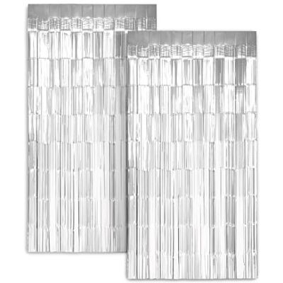 Zink 2-pack 99,9 x 199,9 cm zilverfolie gordijnachtergrond slingers met glitters voor fotohokje, verjaardagsfeestjes, bruiloften, afstuderen en feestdagen Zink 2-pack 99,9 x 199,9 cm zilverfolie gordijnachtergrond slingers met glitters voor fotohokje, verjaardagsfeestjes, bruiloften, afstuderen en feestdagen