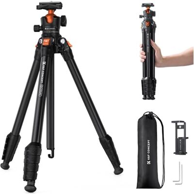 K&F CONCEPT 64"/163cm Compact camerastatief, lichtgewicht reisstatief voor DSLR-camera en telefoon, videostatiefstandaard met telefoonclip,compatibel met Canon/Sony/Nikon-camera, 10 kg K&F CONCEPT 64"/163cm Compact camerastatief, lichtgewicht reisstatief voor DSLR-camera en telefoon, videostatiefstandaard met telefoonclip,compatibel met Canon/Sony/Nikon-camera, 10 kg