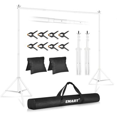 EMART Achtergrondstandaard wit 2 m x 3 m verstelbare fotoachtergrondstandaard voor fotografie, backdrop-standaard, achtergrondondersteuningsframe EMART Achtergrondstandaard wit 2 m x 3 m verstelbare fotoachtergrondstandaard voor fotografie, backdrop-standaard, achtergrondondersteuningsframe