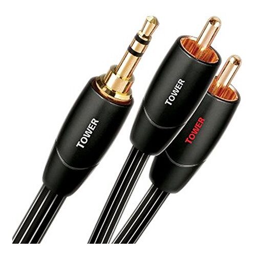 AudioQuest 5 m Tower 3,5 mm 2 x RCA audiokabel 3,5 mm zwart audiokabel (3,5 mm, 2 x RCA, koper, 5 m) zwart