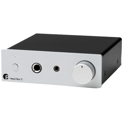 Pro-Ject Head Box E, micro-hoofdtelefoonversterker, 665 mW, zilver Discrete versterker, 6,35 mm en 3,5 mm tegelijkertijd bruikbaar, RCA-doorlusuitgang, volledig metalen behuizing Pro-Ject Head Box E, micro-hoofdtelefoonversterker, 665 mW, zilver Discrete versterker, 6,35 mm en 3,5 mm tegelijkertijd bruikbaar, RCA-doorlusuitgang, volledig metalen behuizing