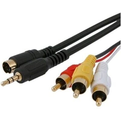Brightium Mini-DIN 4P + jack + 3RCA-stekker voor pc-aansluiting op TV/video, ideaal voor de overdracht van hoogwaardige audio en video. Brightium Mini-DIN 4P + jack + 3RCA-stekker voor pc-aansluiting op TV/video, ideaal voor de overdracht van hoogwaardige audio en video.