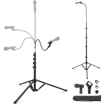 NEEWER Microfoonstandaard met flexibele arm, arm microfoon vloer statief montagehouder met microfoonclips, 3/8 "tot 5/8" adapter, kabelclips voor zingen vloggen, live streaming video-opname, maximale NEEWER Microfoonstandaard met flexibele arm, arm microfoon vloer statief montagehouder met microfoonclips, 3/8 "tot 5/8" adapter, kabelclips voor zingen vloggen, live streaming video-opname, maximale