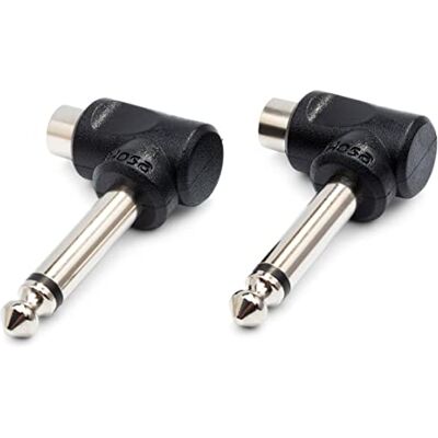 Hosa Tech GPR-123 RCA naar 1/4" TS haakse adapters (Pack van 2) Hosa Tech GPR-123 RCA naar 1/4" TS haakse adapters (Pack van 2)