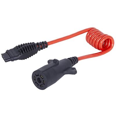 MAXXHAUL 70086 7-weg ronde naar 4-voudige platte aanhangwagenstekkeradapter met 18 inch flexibele kabel die zich uitstrekt tot 36 inch, rood MAXXHAUL 70086 7-weg ronde naar 4-voudige platte aanhangwagenstekkeradapter met 18 inch flexibele kabel die zich uitstrekt tot 36 inch, rood