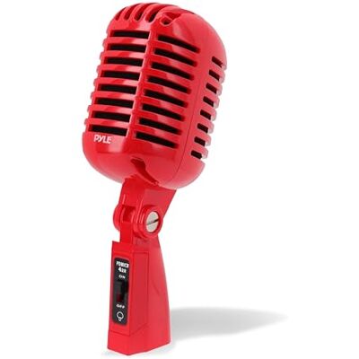 Pyle Microfoon Microfoon in Vintage Retro Stijl- met XLR Kabel Compatibel met Universele Statieven Live Optredens- Studio-opnames -Rood Pyle Microfoon Microfoon in Vintage Retro Stijl- met XLR Kabel Compatibel met Universele Statieven Live Optredens- Studio-opnames -Rood
