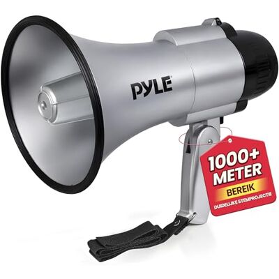 Pyle Megafoon- Draagbare Luidspreker- Luidsprekerhoorn Werkt Op Batterijen 30 Watt Microfoon- PA Geluid Inklapbare Handgreep voor Cheerleading en Politiegebruik Zilver Pyle Megafoon- Draagbare Luidspreker- Luidsprekerhoorn Werkt Op Batterijen 30 Watt Microfoon- PA Geluid Inklapbare Handgreep voor Cheerleading en Politiegebruik Zilver