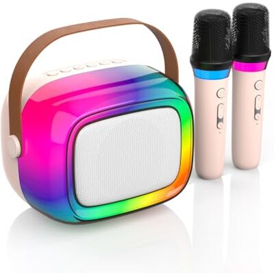 GUYUCOM Karaokemachine met 2 draadloze microfoons, mini draagbare Bluetooth-luidspreker met kleurrijke verlichting voor kinderen en volwassenen, geschenken speelgoed voor meisjes en jongens 4, 5, 6, 7, 8, 9, GUYUCOM Karaokemachine met 2 draadloze microfoons, mini draagbare Bluetooth-luidspreker met kleurrijke verlichting voor kinderen en volwassenen, geschenken speelgoed voor meisjes en jongens 4, 5, 6, 7, 8, 9,