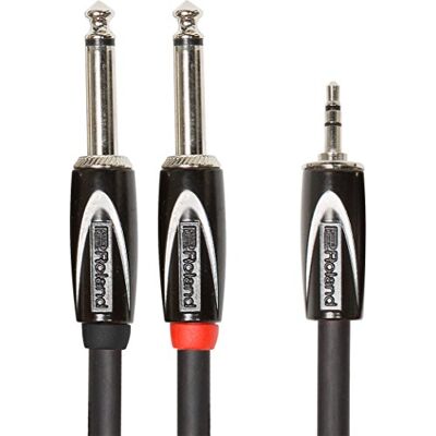Roland Black-Serie, RCC-5-3528V2, verbindingsinzet/splitkabel, 3,5 mm TRS- naar 2x 6,3 mm jack, lengte: 1,5 m Roland Black-Serie, RCC-5-3528V2, verbindingsinzet/splitkabel, 3,5 mm TRS- naar 2x 6,3 mm jack, lengte: 1,5 m