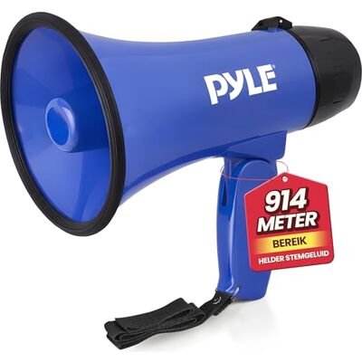 Pyle Megafoon -Toeter met Sirene – Luidsprekerhoorn- Draagbare Luidspreker- Compact en Batterijgevoed 20 Watt Microfoon-PA Geluid Opvouwbare Handgreep voor Cheerleading en Politiegebruik-Blauw Pyle Megafoon -Toeter met Sirene – Luidsprekerhoorn- Draagbare Luidspreker- Compact en Batterijgevoed 20 Watt Microfoon-PA Geluid Opvouwbare Handgreep voor Cheerleading en Politiegebruik-Blauw
