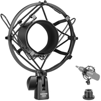 NEEWER Microfoon Shock Mount, microfoonhouder voor statief en boomarm met elastische koorden en 3/8" naar 5/8" schroefdraadadapter, geschikt voor microfoons met een diameter van 60 tot 65 mm, MS043 NEEWER Microfoon Shock Mount, microfoonhouder voor statief en boomarm met elastische koorden en 3/8" naar 5/8" schroefdraadadapter, geschikt voor microfoons met een diameter van 60 tot 65 mm, MS043