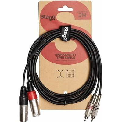 Stagg STC3CMXM - 3m Twin XLR Man to RCA Man Kabel Stagg STC3CMXM - 3m Twin XLR Man to RCA Man Kabel