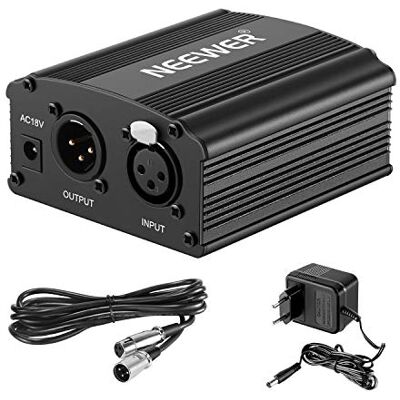 NEEWER ® 1- Channel 48V fantoom voeding zwart met adapter en een XLR audiokabel voor alle condensor microfoons muziek recorder apparatuur muziek opnemen apparatuur NEEWER ® 1- Channel 48V fantoom voeding zwart met adapter en een XLR audiokabel voor alle condensor microfoons muziek recorder apparatuur muziek opnemen apparatuur