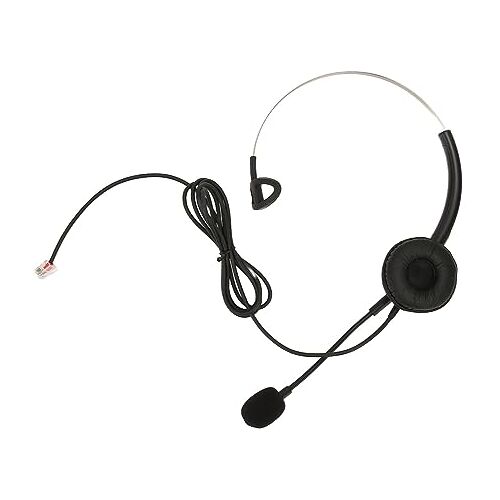 Lazmin112 Telefoonheadset voor Kantoortelefoons, Verstelbare Hoofdband, Bedrade Telefoonheadset met Microfoon, Ruisonderdrukking, Ultralichtgewicht Telefoonheadset, één Oor