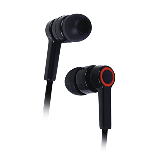 APM 600249 bedrade in-ear hoofdtelefoon bekabelde hoofdtelefoon in-ear hoofdtelefoon geïntegreerde microfoon ergonomische vorm eenvoudige oproepen platte kabel zwart