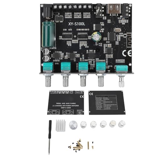 WOHPNLE Stereo Audio-ontvangerbord, Versterkerbord 5.0 2.1 Kanaals Treble Bass-regeling 5 Tot 26 V Klasse D Digitale Versterkermodule Audioversterkerbord