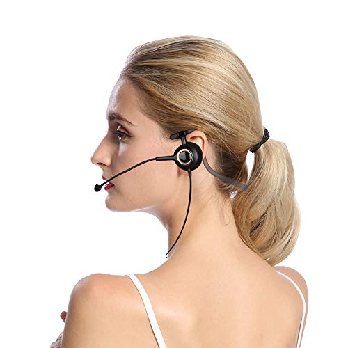 Annadue H1000-RJ9 Crystal Head Callcenter-headset Achteraan Gemonteerd/Oorhaak/Hoofdtelefoon met Ruisonderdrukking Hoofdtelefoons Compatibel met de Meeste Callcentertelefoons (Zonder