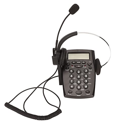 Bewinner Callcenter Dialpad Headset Telefoon, Vaste Telefoon met Headset Dialpad Ruisonderdrukking FSK DTMF Beller-ID, Telefoon Headsets voor Huis Callcenter Kantoor