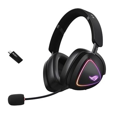 Asus ROG Delta II Wireless Gaming Headset (50mm Titanium Drivers, ROG SpeedNova, 10mm Super-Wideband Mic, 153-HR Battery, DualFlow Audio, BT, 2.4GHz, 3.5mm, For PC, Switch, PS4, PS5, Xbox)- Black Asus ROG Delta II Wireless Gaming Headset (50mm Titanium Drivers, ROG SpeedNova, 10mm Super-Wideband Mic, 153-HR Battery, DualFlow Audio, BT, 2.4GHz, 3.5mm, For PC, Switch, PS4, PS5, Xbox)- Black