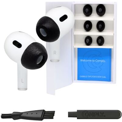 COMPLY Schuimrubberen oordopjes, voor Apple AirPods Pro Gen 1 & 2, maat L, opvolger van de Limited Edition 3.0, incl. demontage- en reinigingstool, Phantom Black, 3 paar, Made in USA COMPLY Schuimrubberen oordopjes, voor Apple AirPods Pro Gen 1 & 2, maat L, opvolger van de Limited Edition 3.0, incl. demontage- en reinigingstool, Phantom Black, 3 paar, Made in USA
